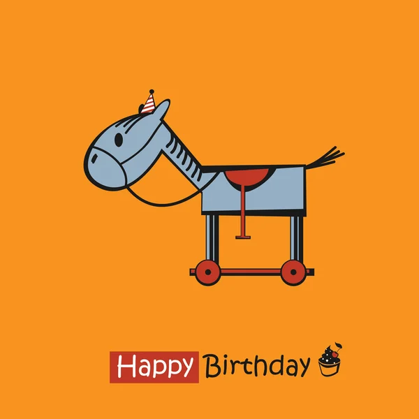 Feliz aniversário sorriso cavalo —  Vetores de Stock