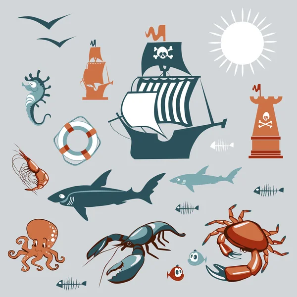 Ensembles de collecte mer — Image vectorielle