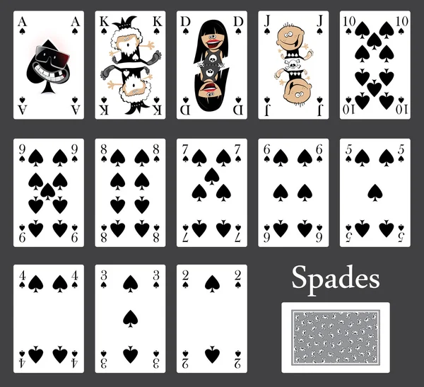 Cartas de espadas casino — Vector de stock