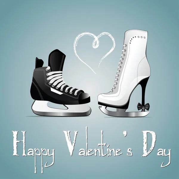 Feliz día de San Valentín patines de tarjetas — Vector de stock