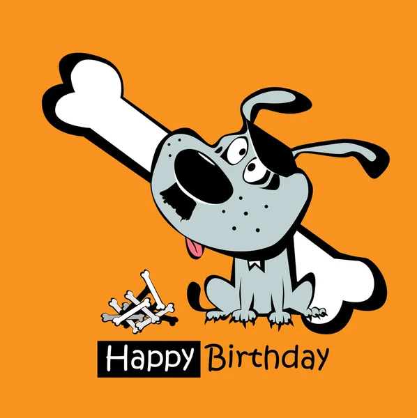 Happy Birthday smile dog with a mustache — Stock Vector