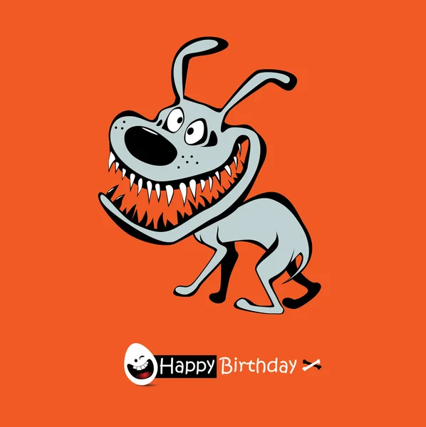 Grattis på födelsedagen orange leende hund — Stock vektor