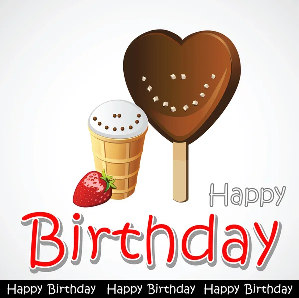 Feliz cumpleaños beso tarjeta helado — Archivo Imágenes Vectoriales