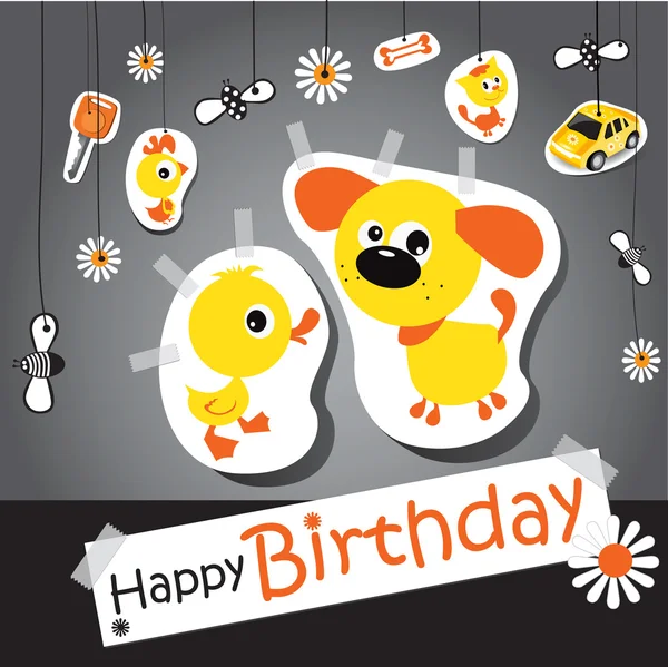 Happy birthday funny card animal — Stock Vector