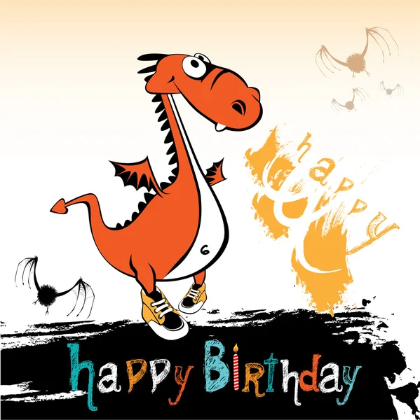 Happy Birthday dragon — Stock Vector