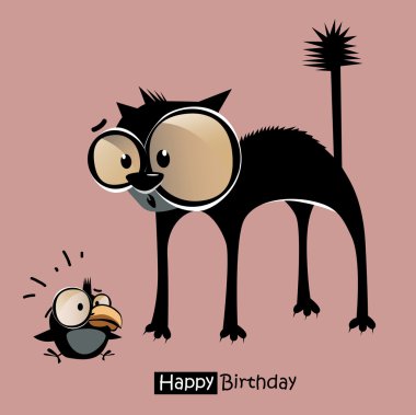 mutlu yıllar kuş kedi gülüşü