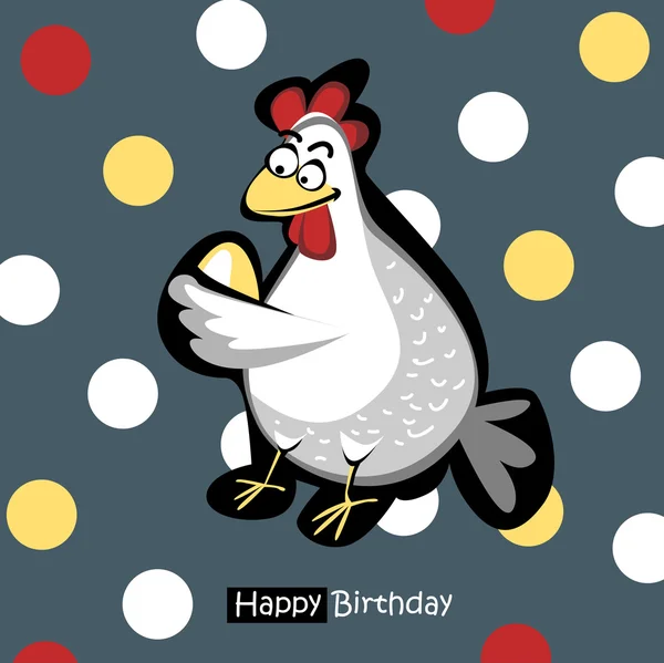 Feliz cumpleaños divertida sonrisa de pollo — Vector de stock