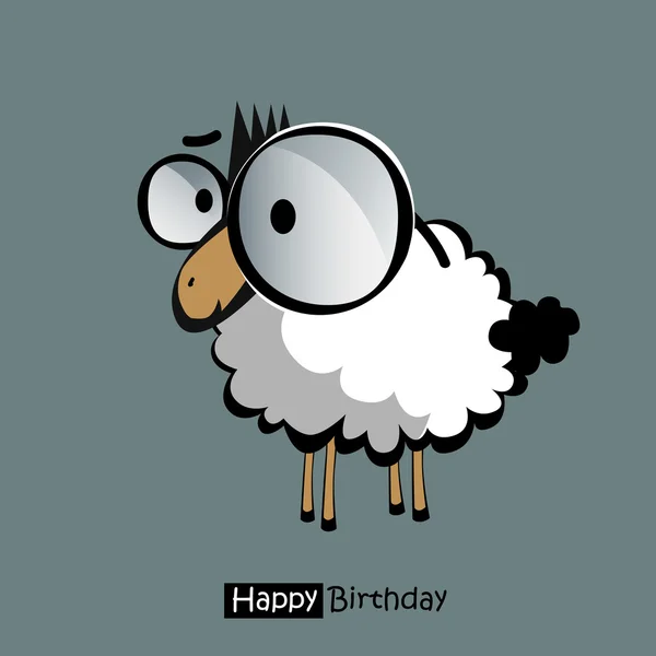 Selamat ulang tahun senyum domba kecil yang lucu - Stok Vektor