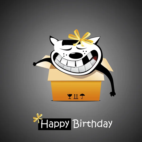 生日快乐微笑猫礼物 — 图库矢量图片