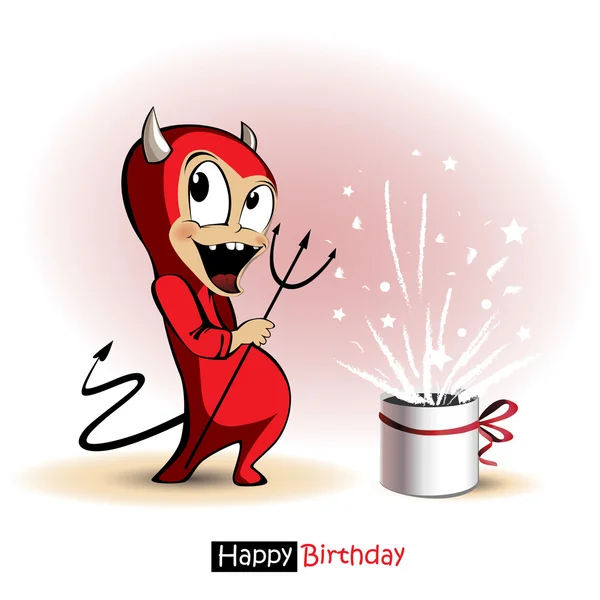 Happy Birthday smile Devil monster — Stock Vector