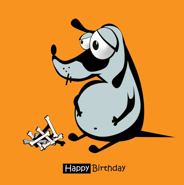 Feliz aniversário sorriso cão cartão — Vetor de Stock