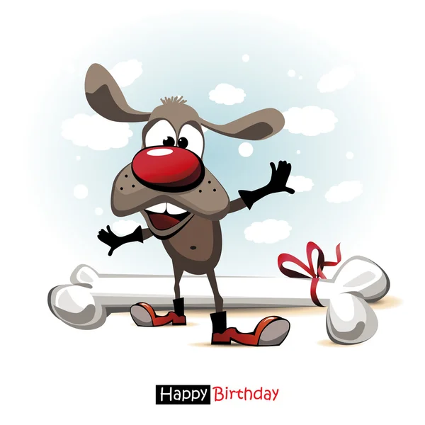 Happy Birthday smile dog Cartoon cute funny — Stock Vector