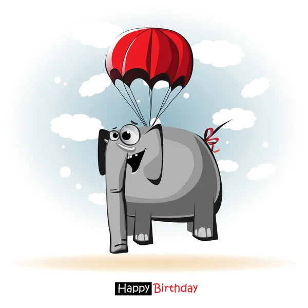 Gelukkige verjaardag glimlach olifant — Stockvector