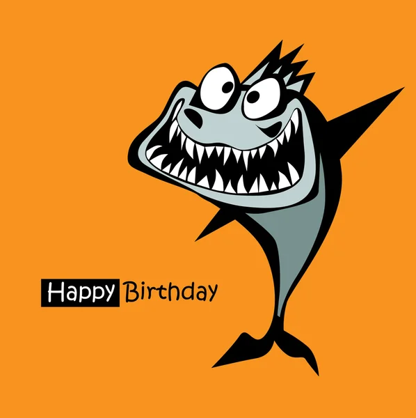 Grattis på födelsedagen leende fisk — Stock vektor