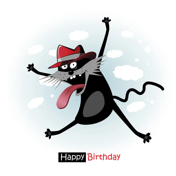 Gelukkige verjaardag glimlach grappige kat groet — Stockvector