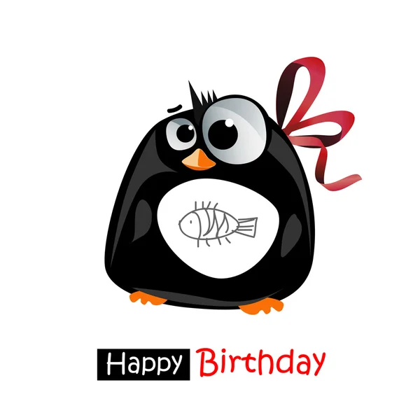 Feliz cumpleaños sonrisa pingüino regalo — Archivo Imágenes Vectoriales