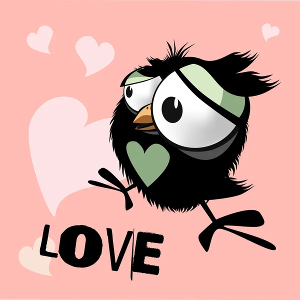 Χρόνια πολλά αγάπη αστεία μικρό πουλί — Διανυσματικό Αρχείο