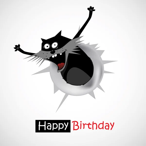 Sorriso Buon compleanno regalo gatto — Vettoriale Stock