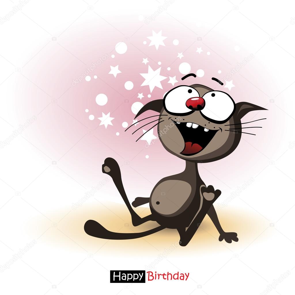 Gratulerer med dagen, smil, søt katt stockvektor © novkota1 #41952531, image size:1024x1024