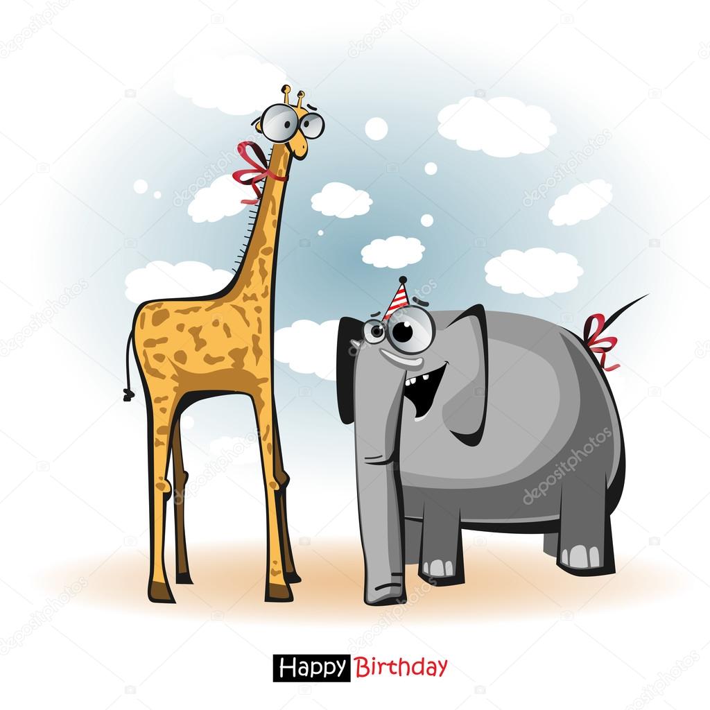 Joyeux Anniversaire Sourire Girafe Et Elephant Image Vectorielle Par Novkota1 C Illustration Joyeux Anniversaire Sourire Girafe Et Elephant Image Vectorielle Par Novkota1 C Illustration