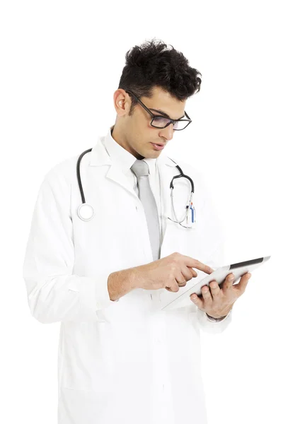 Medische arts met een stethoscoop en Tablet PC — Stockfoto