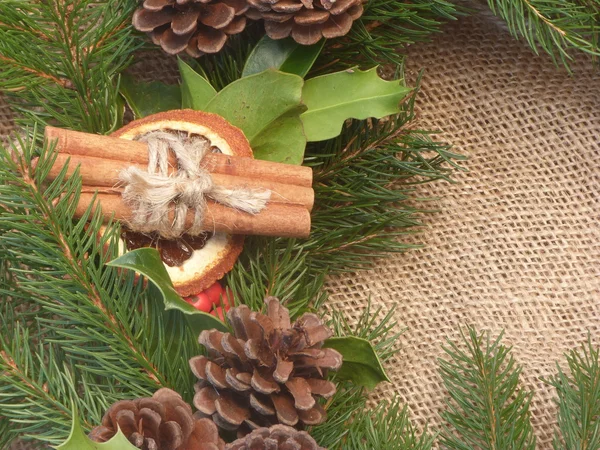 Decorations on a Christmas Wreath — Stock Photo, Image