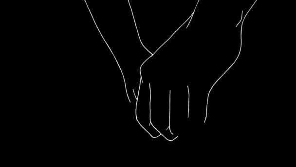 Animation of a mans hand holding a womans hand — Wideo stockowe