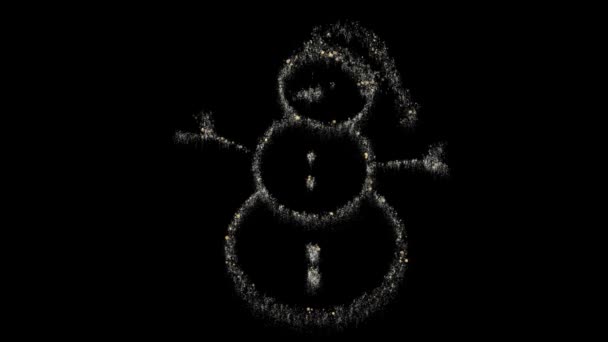 Glowing cheerful snowman on a black background — Stock videók