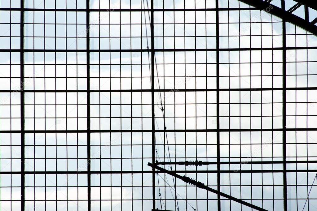 Steel mesh and sky