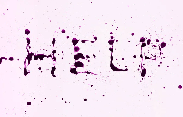 Word Help Написаний Фіолетовими Чорними Акварелями Білому Фоні — стокове фото