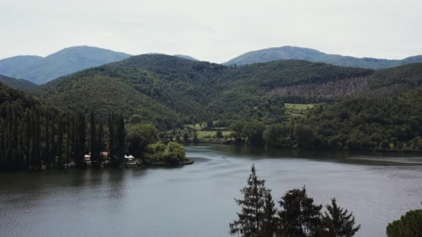 Landscape Piediluco Lake Umbria Italy Timelapse — стоковое видео