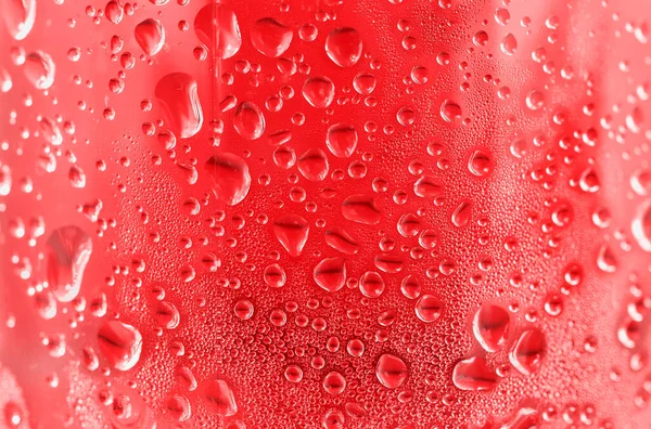 Gotas Rojas Sobre Vidrio Marco Completo Fondo Abstracto —  Fotos de Stock