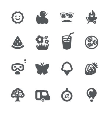 Yaz ve tatil simgesi seti