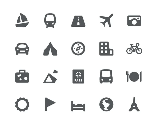 Conjunto de iconos de viaje y transporte — Vector de stock