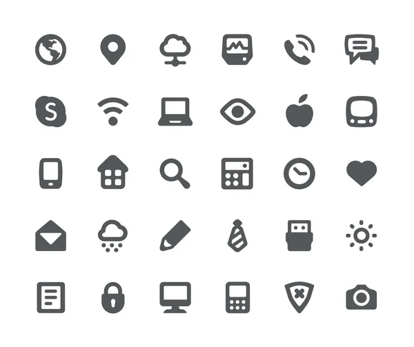 30 icônes de communication média — Image vectorielle