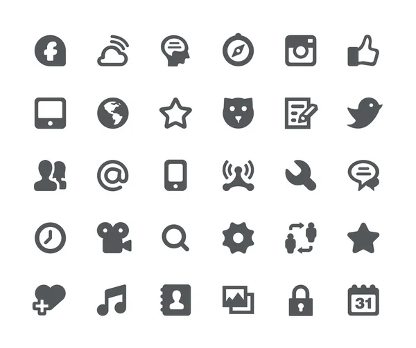Sociala medier nätverk Ikonuppsättning — Stock vektor
