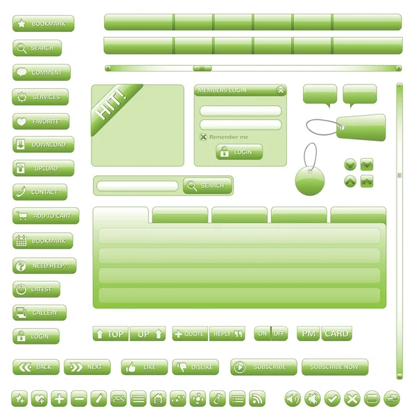 Interfaccia Elementi sito web (verde ) — Vettoriale Stock