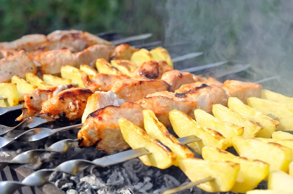 Shashlik - cooking barbecue — Stock Photo, Image