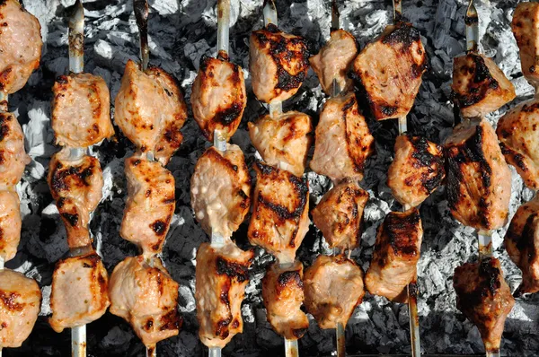 Shashlik - cooking barbecue — Stock Photo, Image
