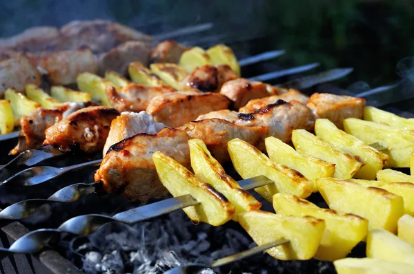 Shashlik - cooking barbecue — Stock Photo, Image