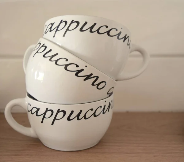 Kubki Kawy Capuccino Kuchni — Zdjęcie stockowe