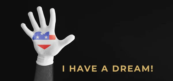 Banner Have Dream Hand African American White Glove Heart American — Stockfoto