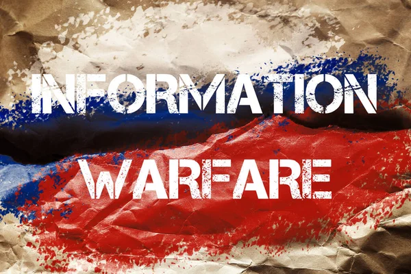 Zerknüllter Papierhintergrund Mit Russischer Flagge Und Text Konzept Von Weltkrise — Stockfoto