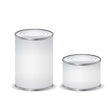 Tin cans isolated on white clipart