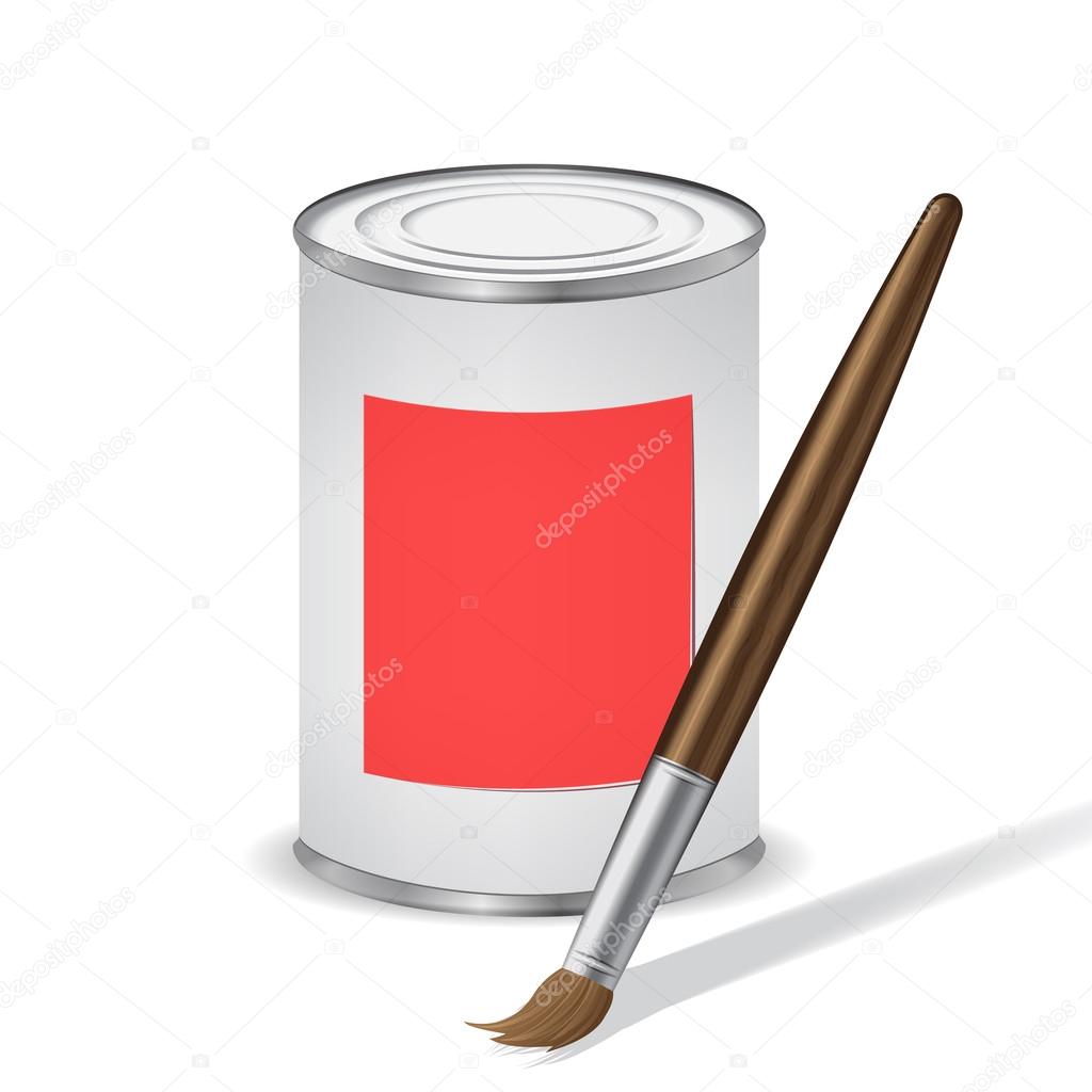 Red paint tin and paint brush Stock Vector Image by ©lereen 15463971