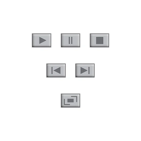 Vita runda media player knappar och ljudspelare — Stock vektor