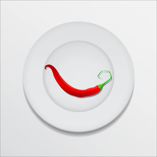 Κόκκινη καυτερή πιπεριά τσίλι σε πιάτο — Διανυσματικό Αρχείο