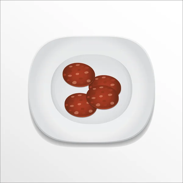 Salami sur assiette — Image vectorielle