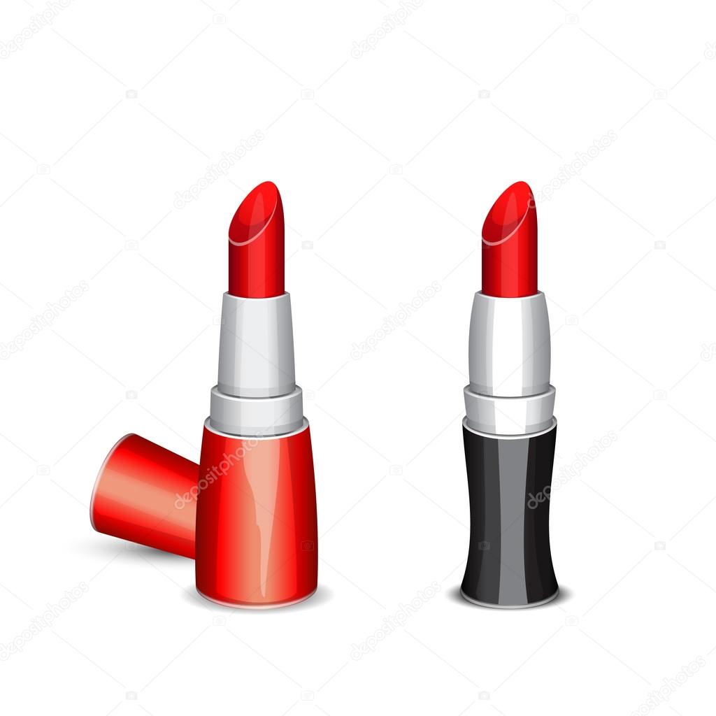 red lipsticks on white background