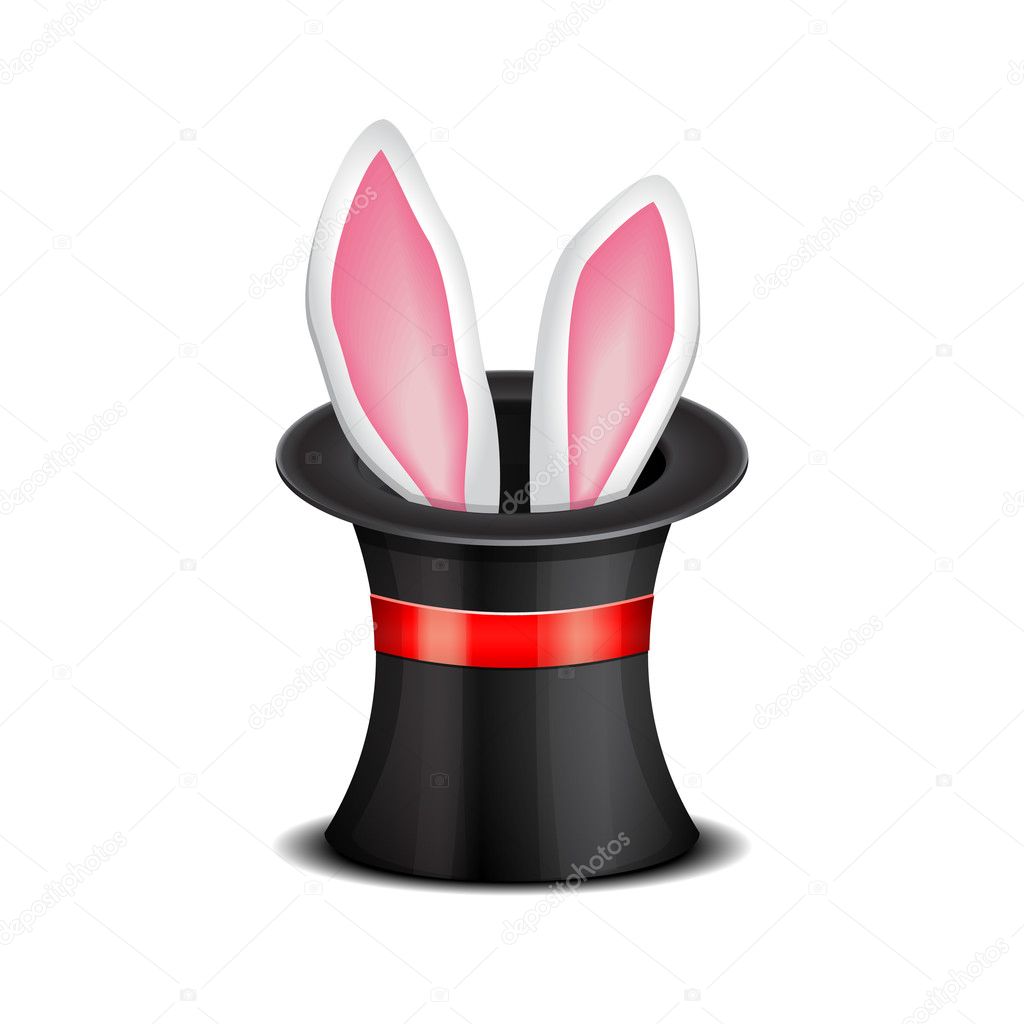 Rabbit ears appear from the magic top hat